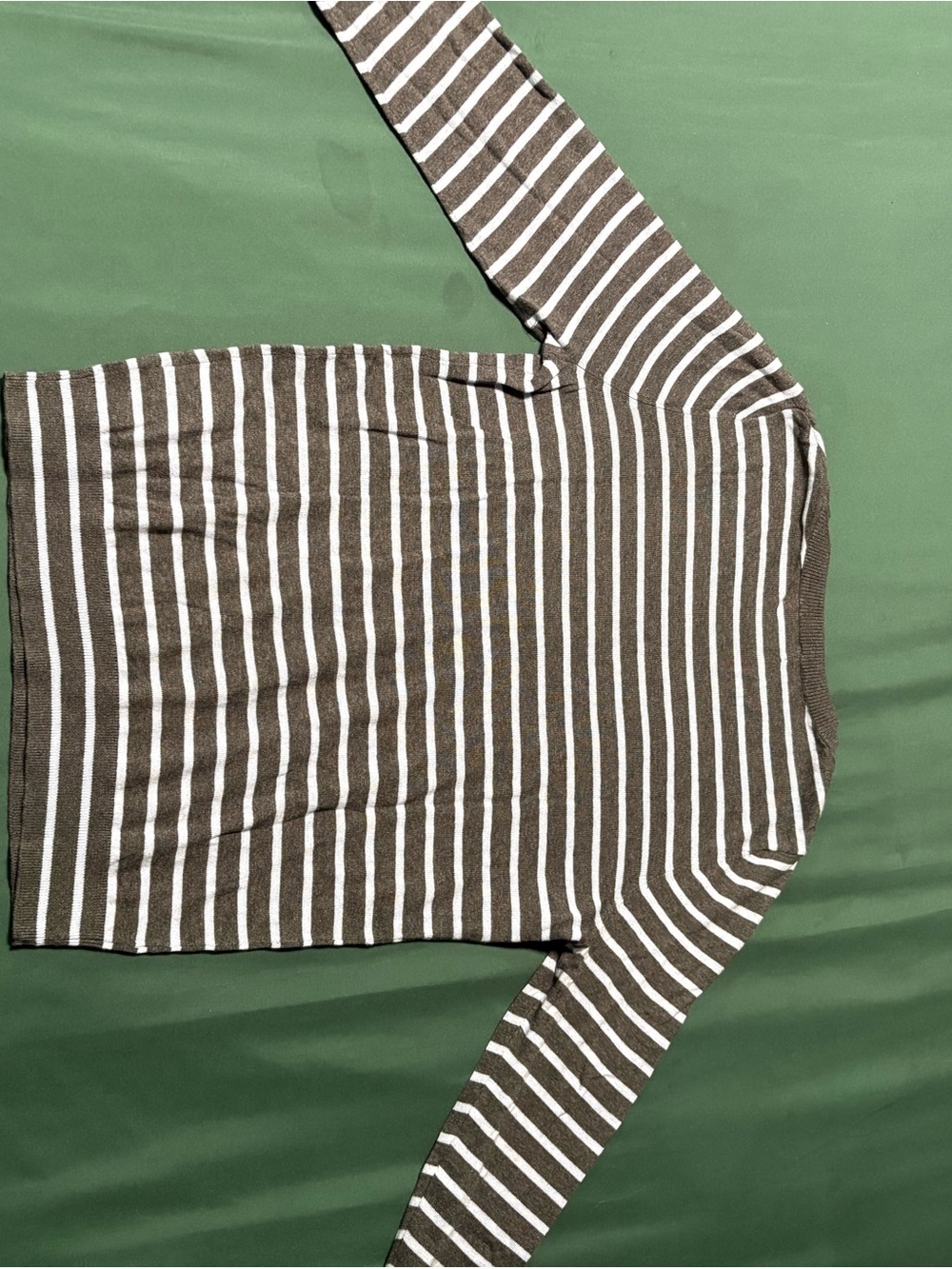 Old Navy Brown and White Striped Crewneck Sweater